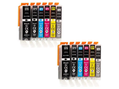 Compatible PGI-570/CLI-571XL Canon Ink Cartridges – 2 Multipacks + 2 Grey