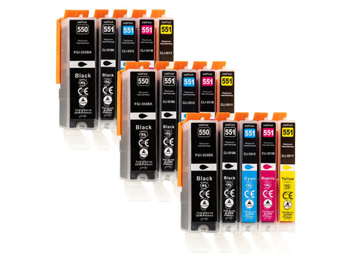 Compatible PGI-550/CLI-551XL Canon Ink Cartridges – 3 Multipacks